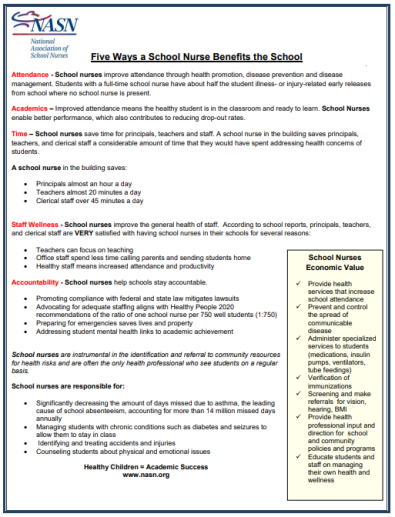 Five Ways a School Nurse Benefits the School