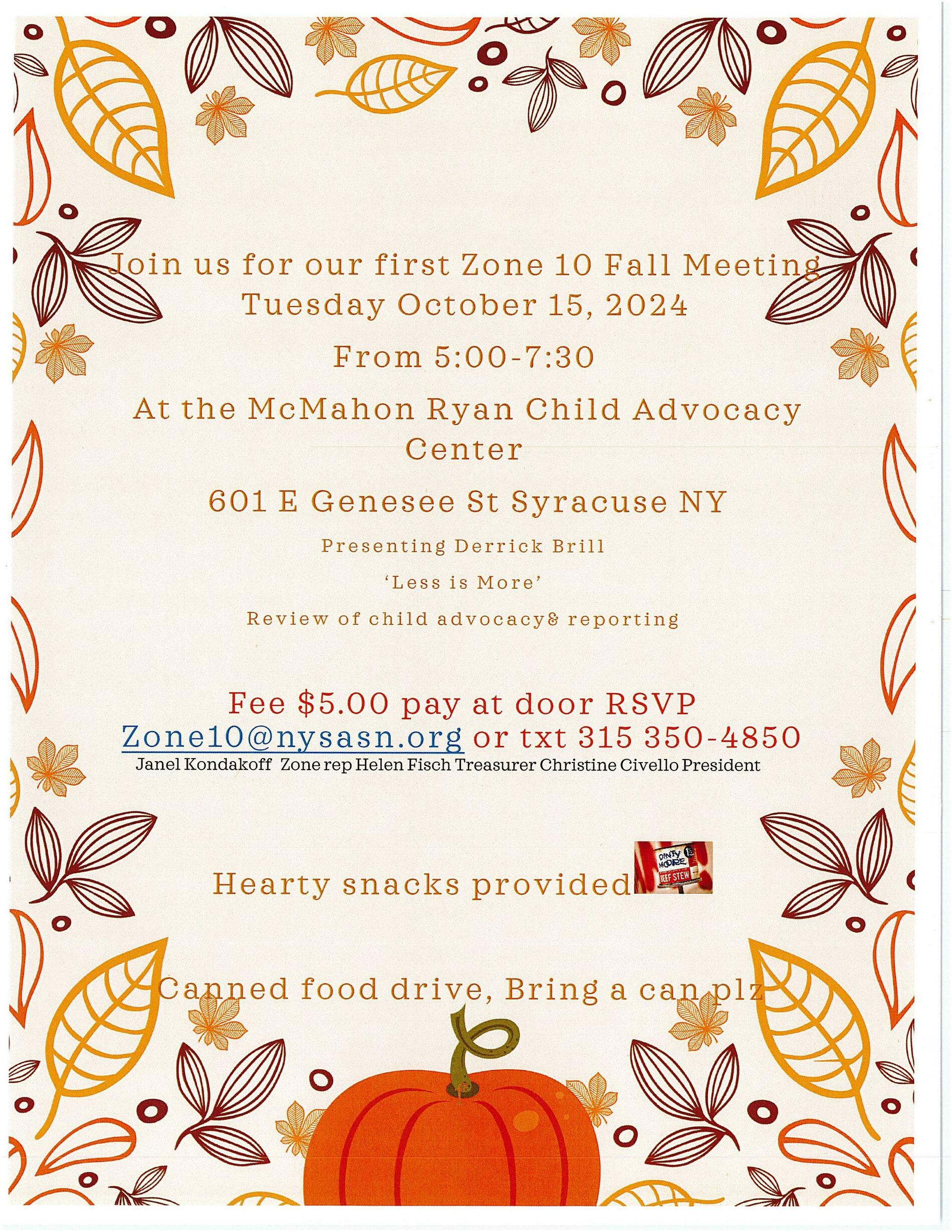 Zone 10 Fall Meeting October 15 2024