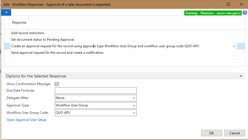 Workflow WHEN - THEN Screenshot This screenshot shows that a Workflow User Group is setup as the Approver. It is unclear to whom the Notification should be sent.