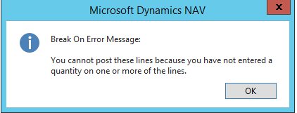 Microsoft Dynamics Error You cannot post these lines