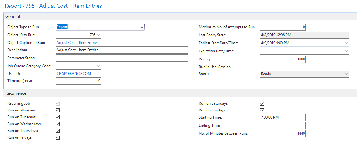 Job Queue Entries Job Queue Entries setup