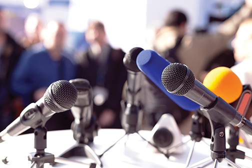Microphones for a press conference
