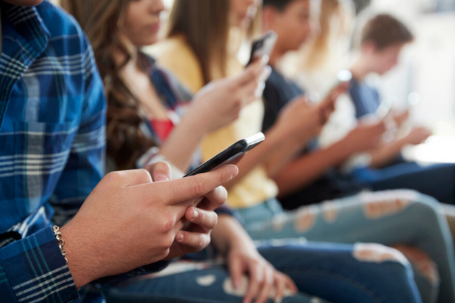 student texting