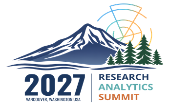 a mountain with trees over text for the 2027 Research Analytics Summit