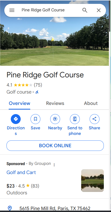 google maps pine ridge desktop