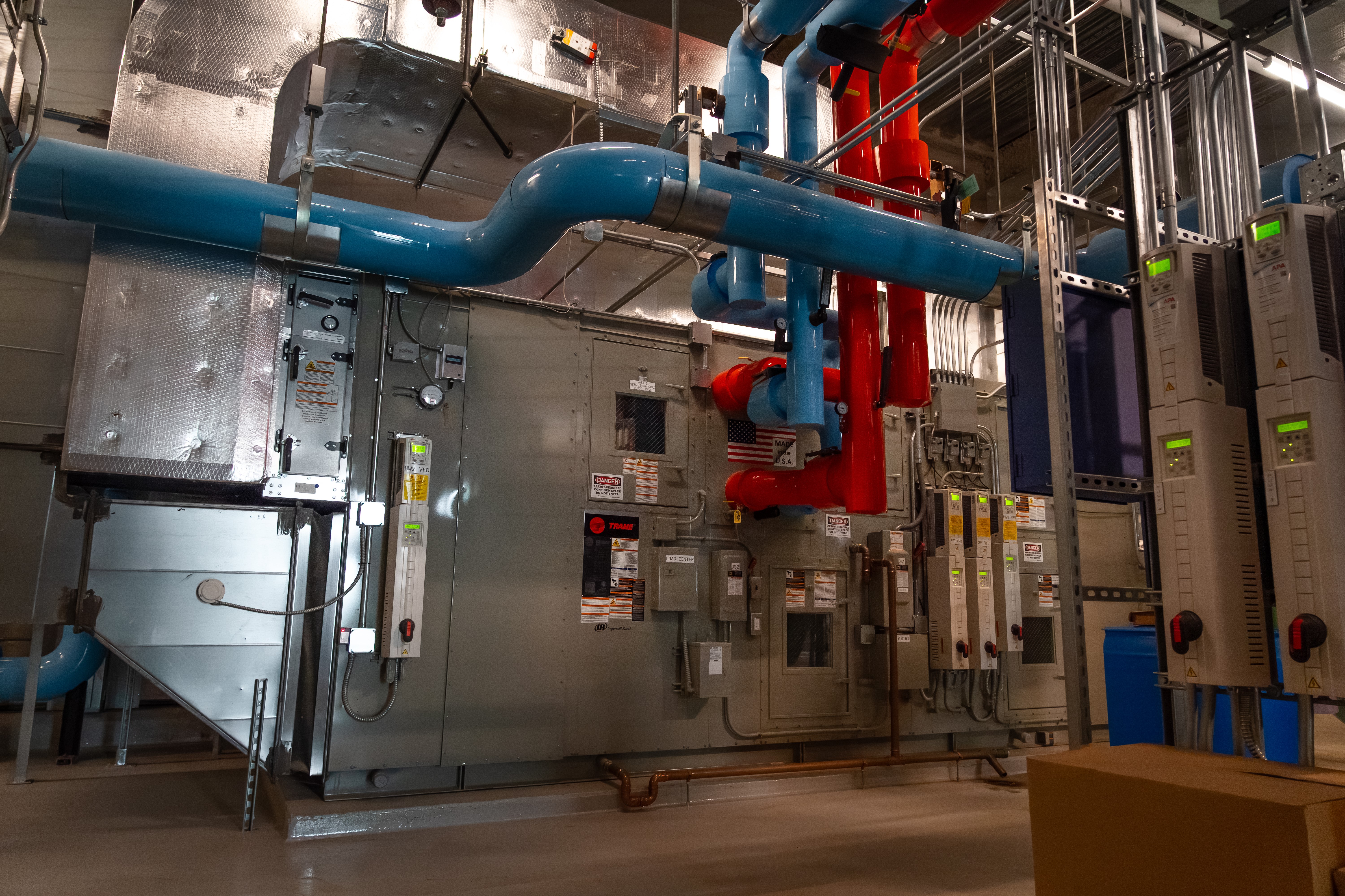 A state-of-the-art heating, ventilation, and air conditioning (HVAC) system at Boston Public School's Dearborn STEM Academy 
