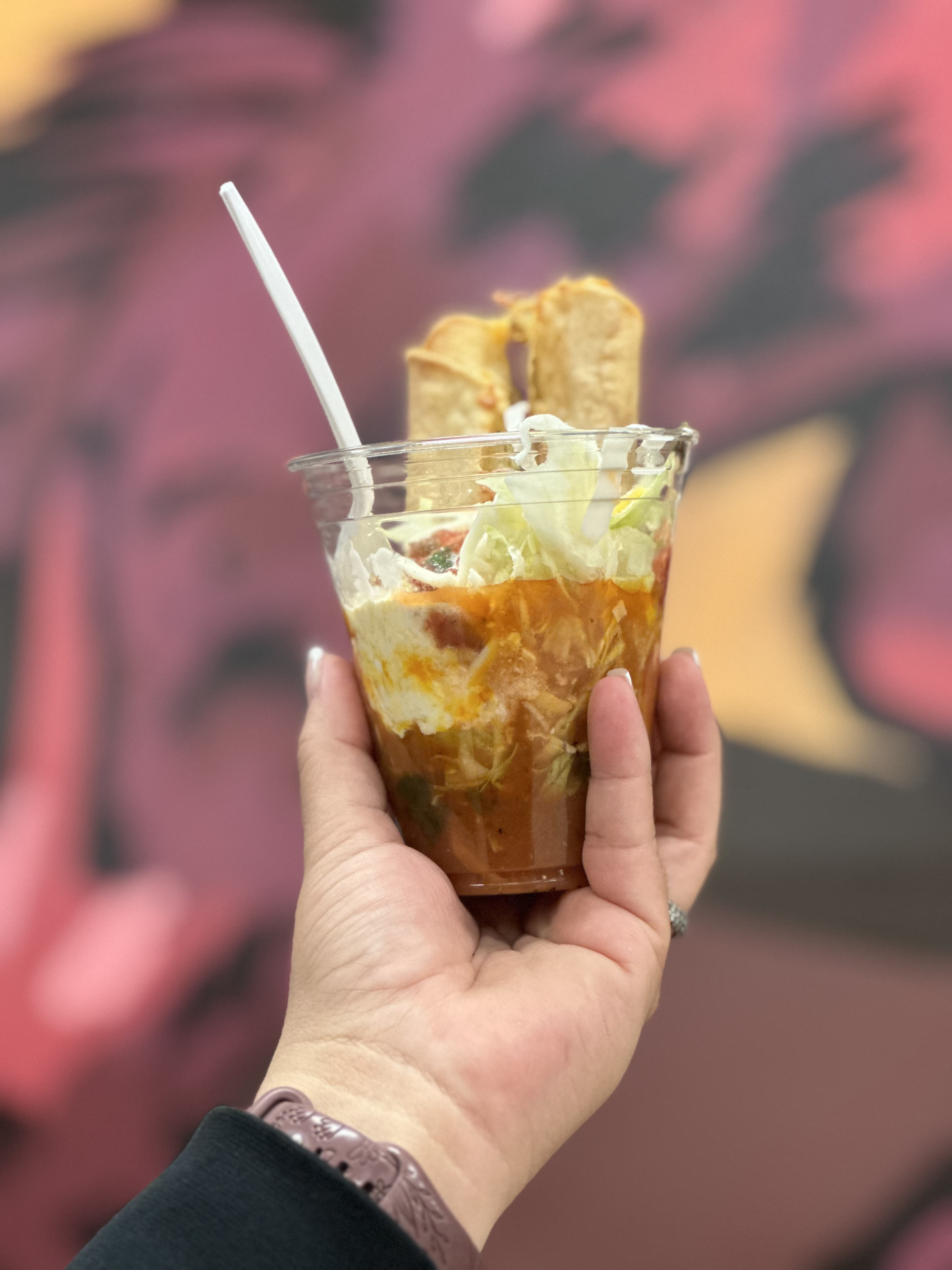 A ready-to-go taco served in a cup. 