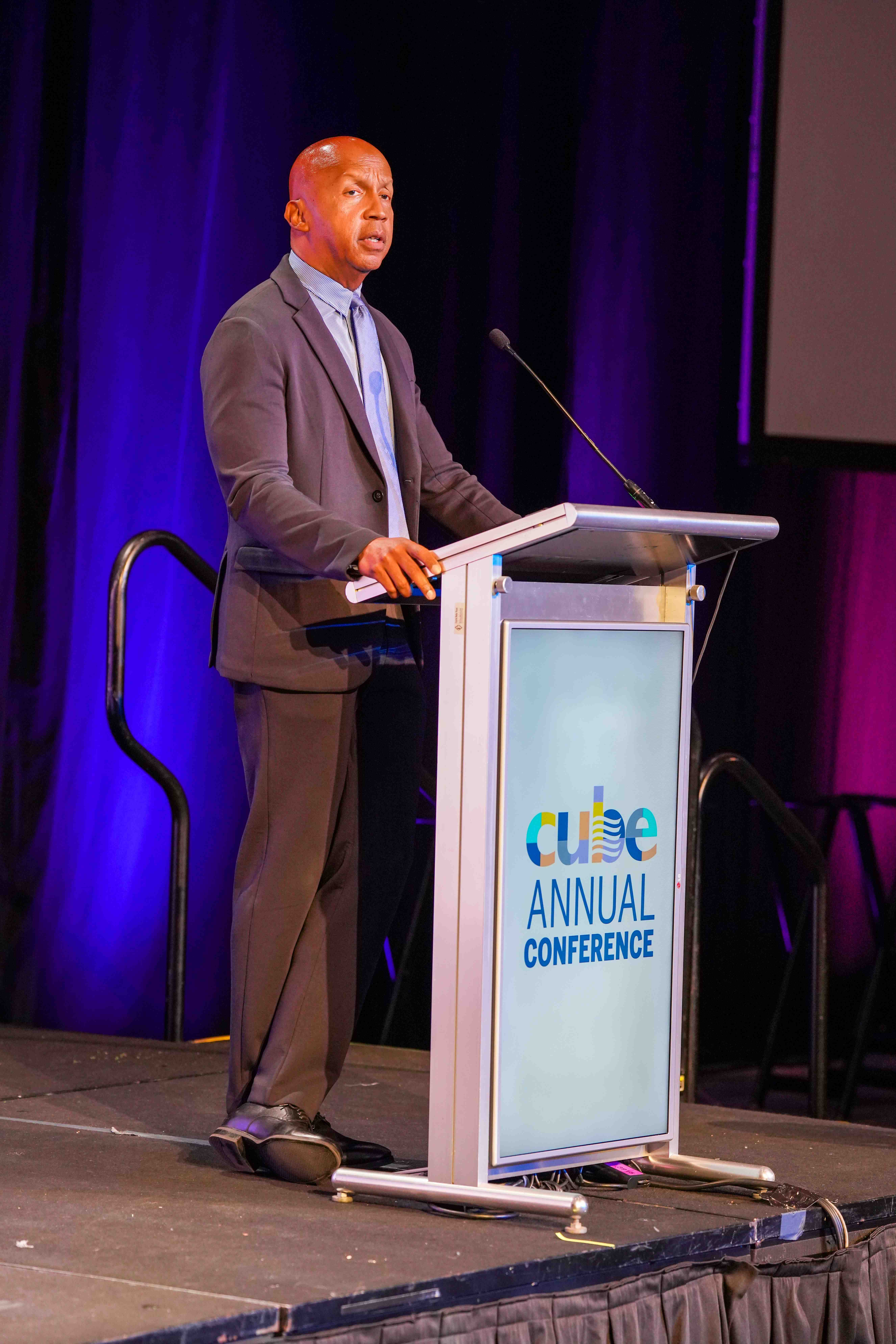Bryan Stevenson speaks at the 2025 CUBE Annual Conference