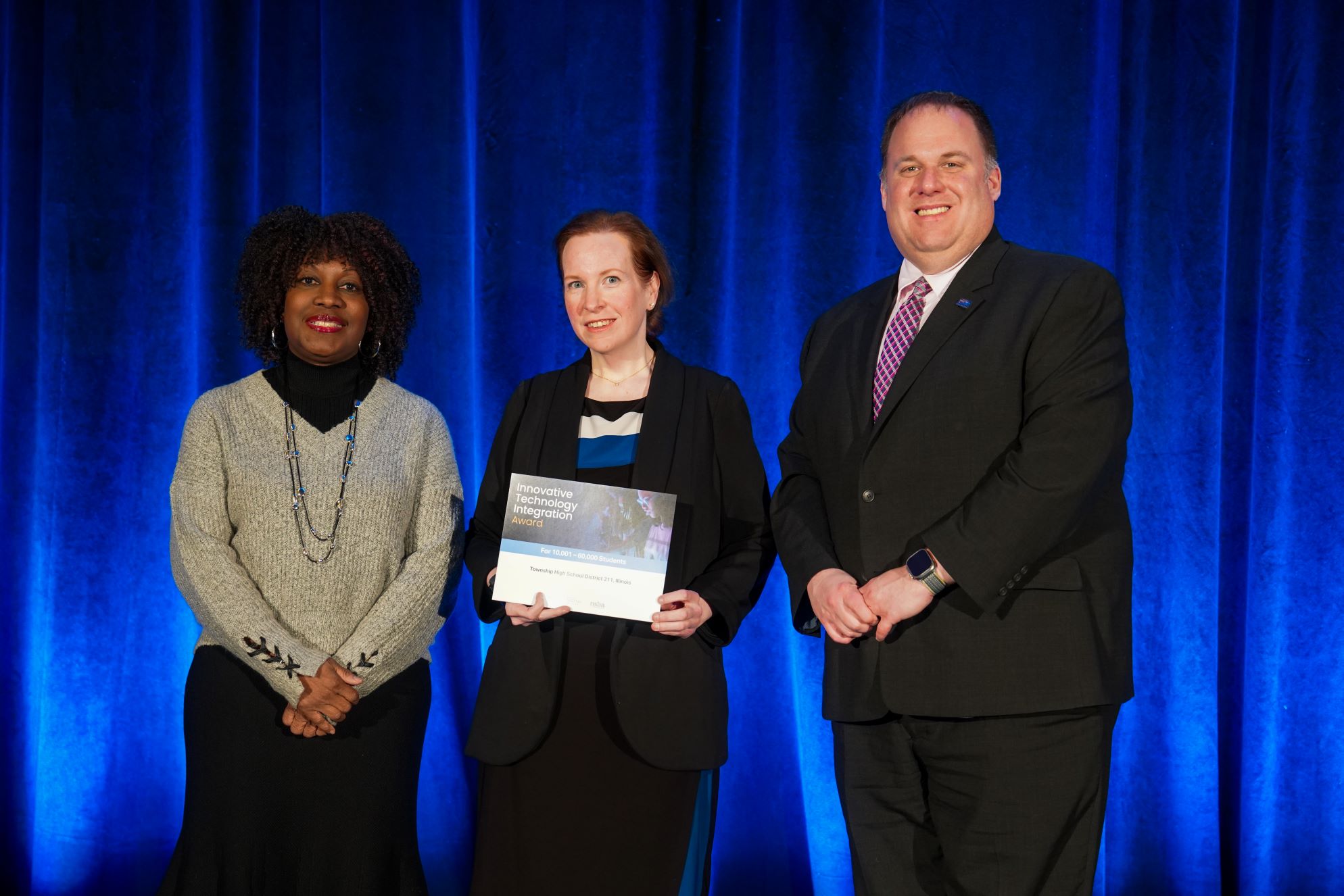 Representative from Township High School District with NSBA Executive Director Verjeana McCotter-Jacobs and NSBA President Devin Sheehan