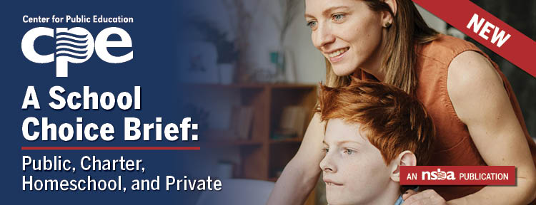 A woman looks over the shoulder of a child