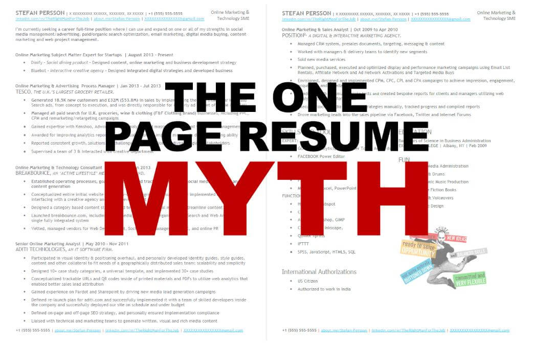One Page Resume Myth