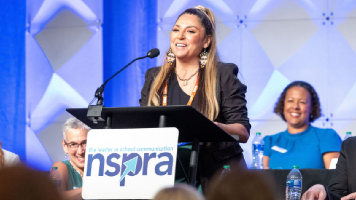 NSPRA MEMBER PRESIDENT ADDRESSING AUDIENCE
