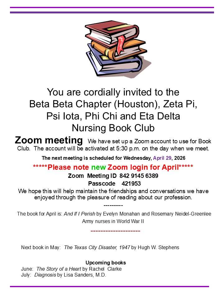 Beta Beta Book Club April Meeting