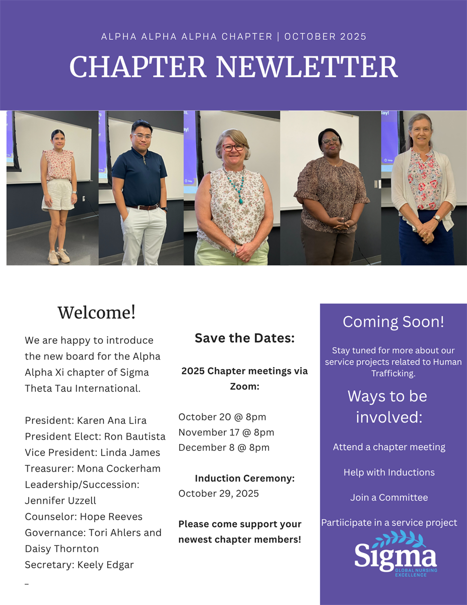 Alpha Alpha Xi October Newsletter