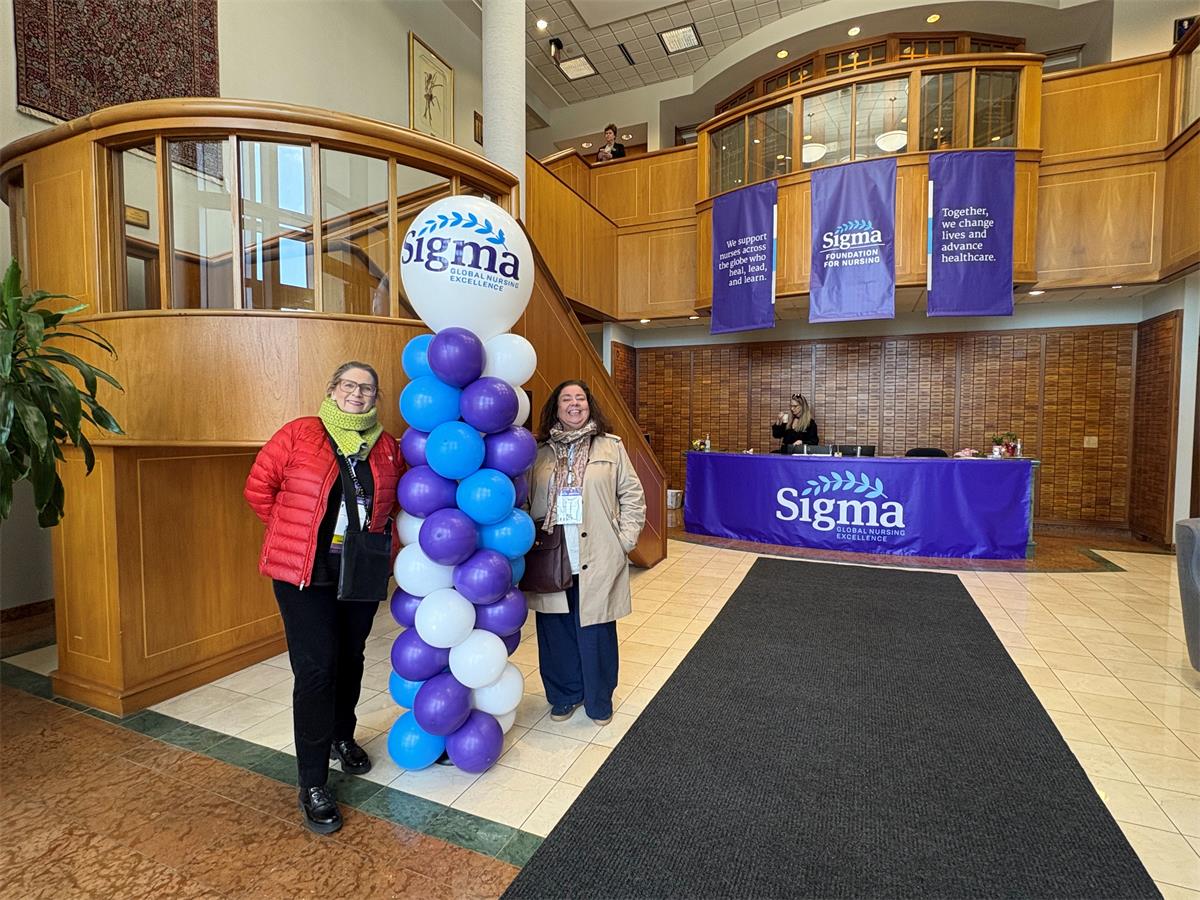 Liz Kingston (President) & Jill Murphy (Secretary) of the Irish Omega Epsilon Chapter at Sigma Headquarters