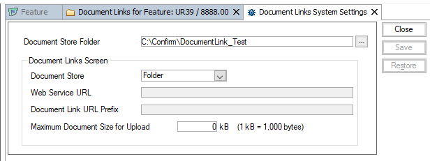 Document Link Settings