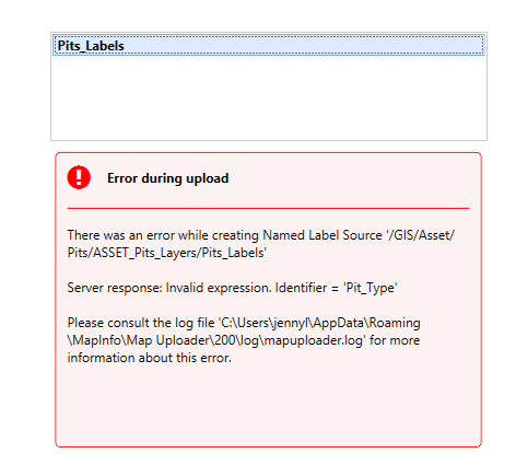 SSA error message Labels error with points in Pit layer