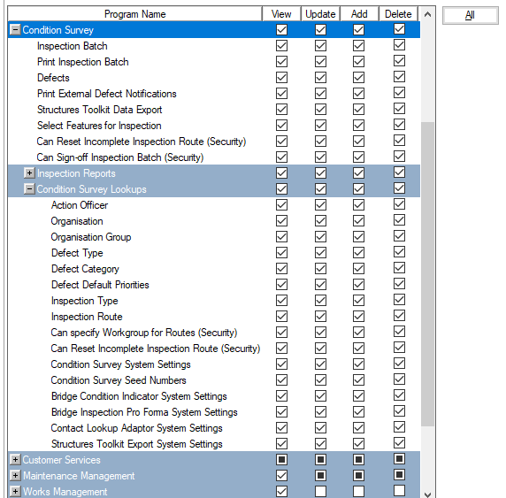 User Security Settings