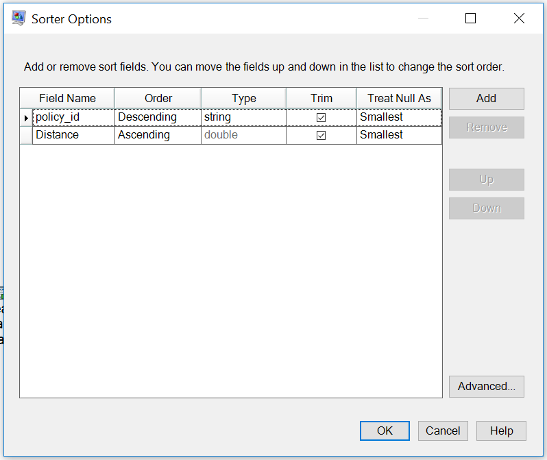 Sorter Options