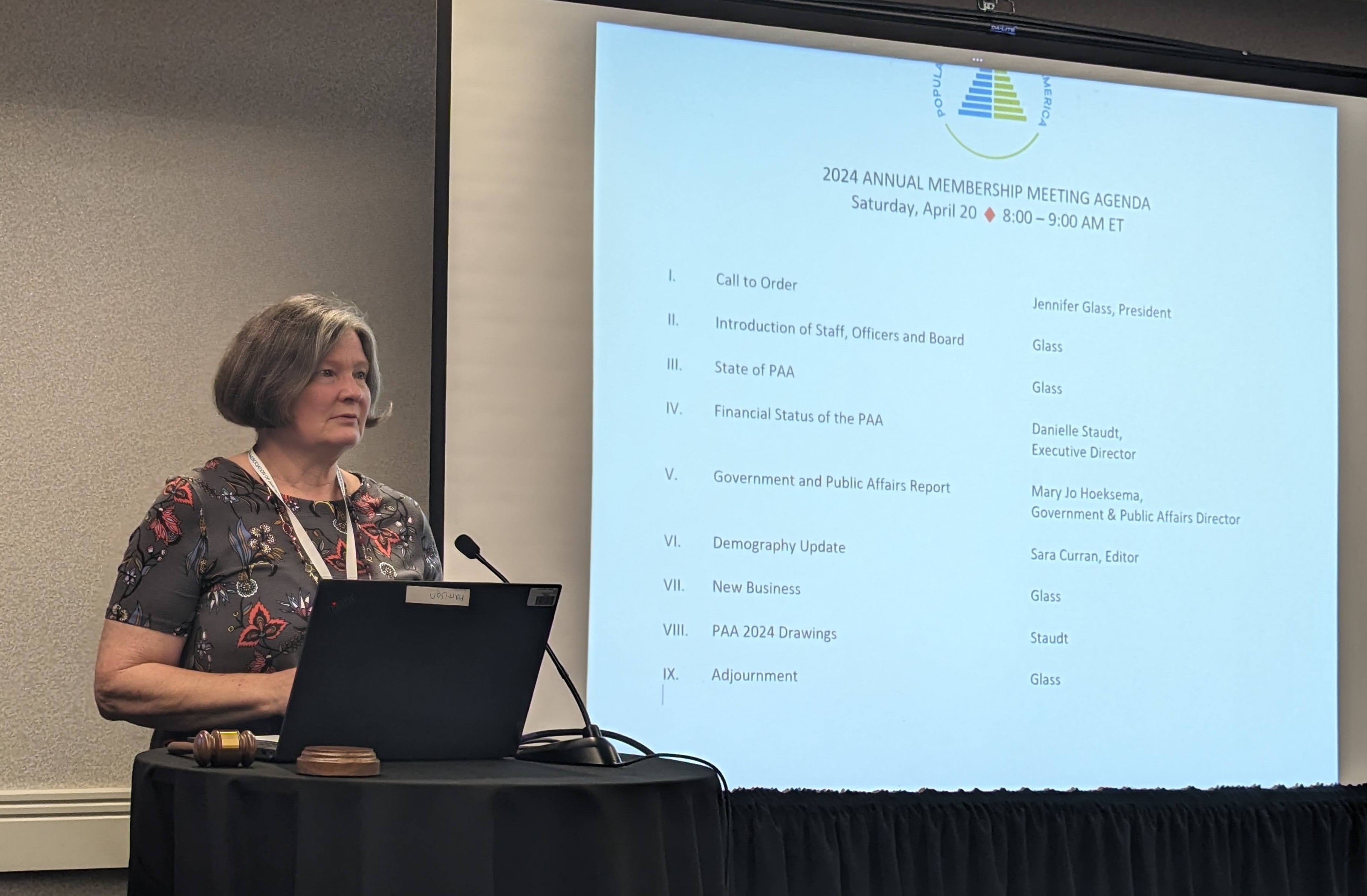 Jennifer Glass speaks at the Membership Meeting