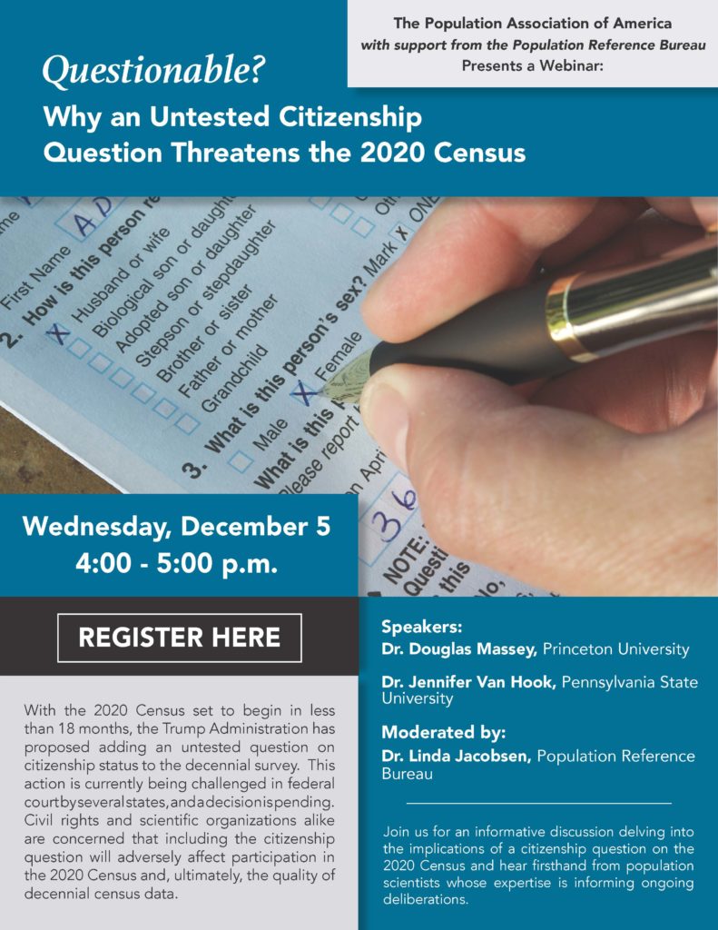 PAA 2018 Webinar Citizenship Question Flyer