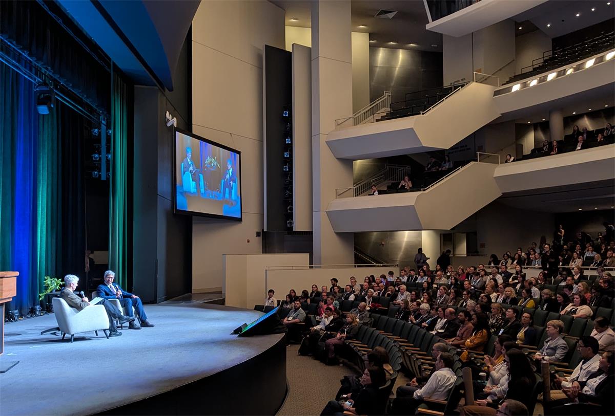 Dr. Will Dow sits down with Dr. Bhattacharya to discuss NIH and the Future of Population Research in the Ferrera Theater in St. Louis