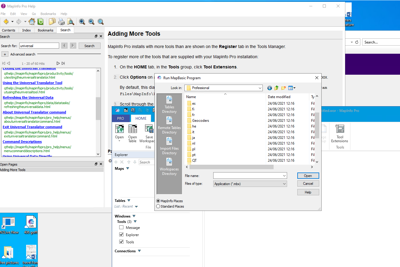 Tools and universal translator MapInfo 17.0.2 | MapInfo Pro