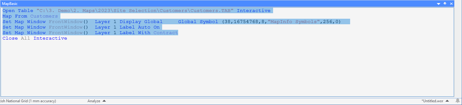 MapBasic Monday An introduction - 07RmE0MrSm2icA7RL1CO MapBasic%20Intro%20 %20MapBasic%20window%20highlighted%20fixed%20commands 