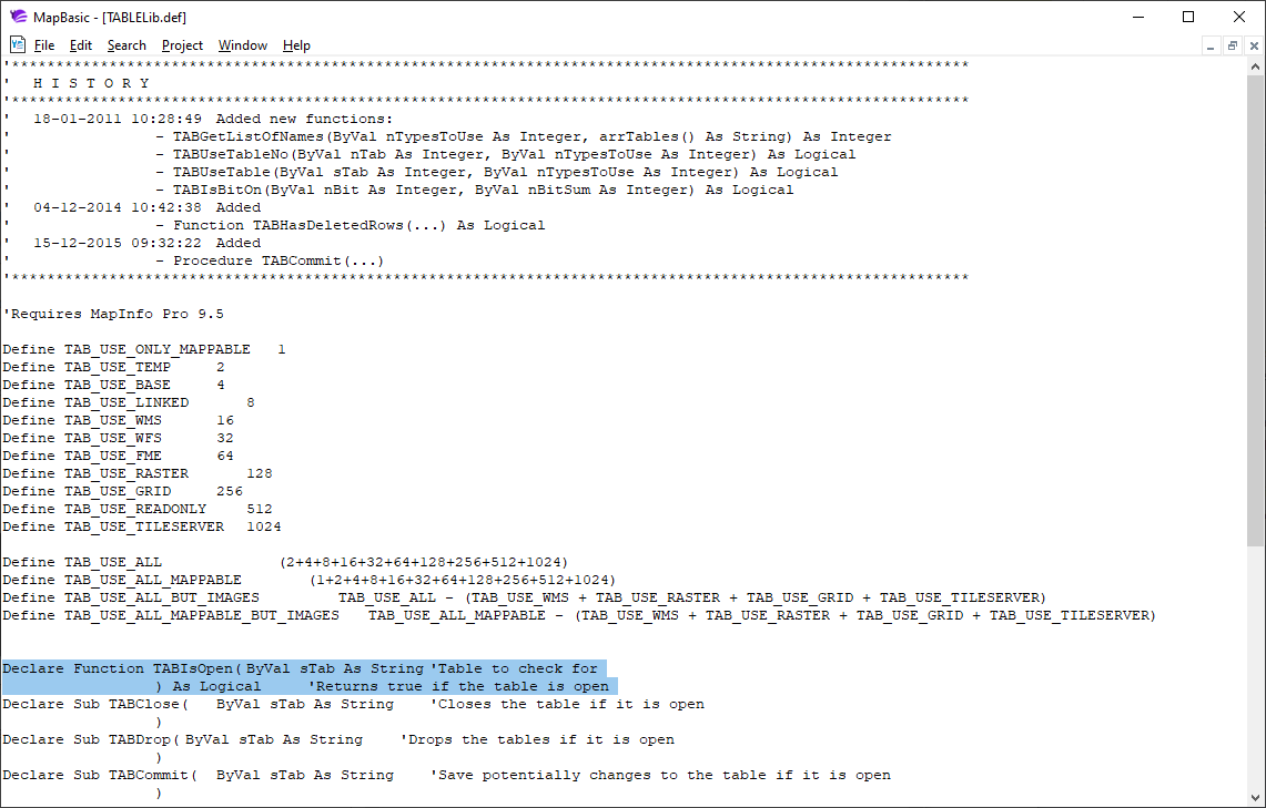 MapBasic Monday Introducing MapBasic - C6QlMkilTJ2BHmz9HNZF TableLib.def%20in%20MapBasic%20Editor 
