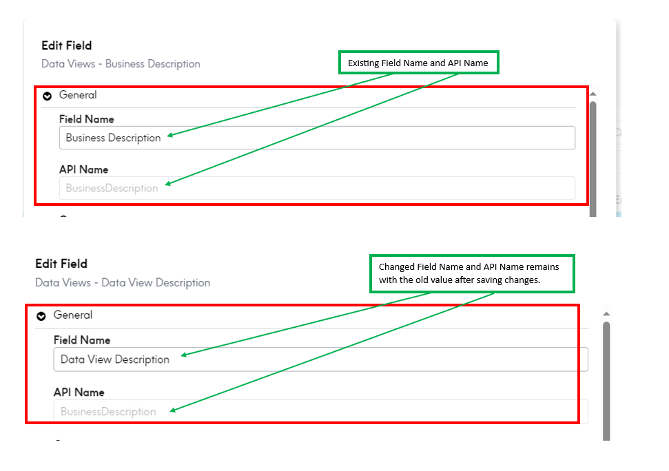 Edit/Change Field API Name | Data360 Govern
