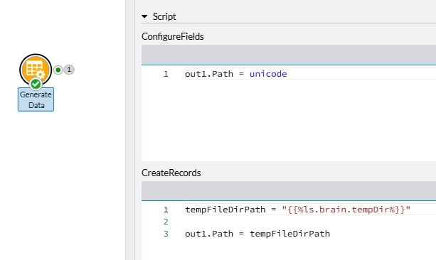 Getting the temp execution data directory programmatically using a Generate Data node.