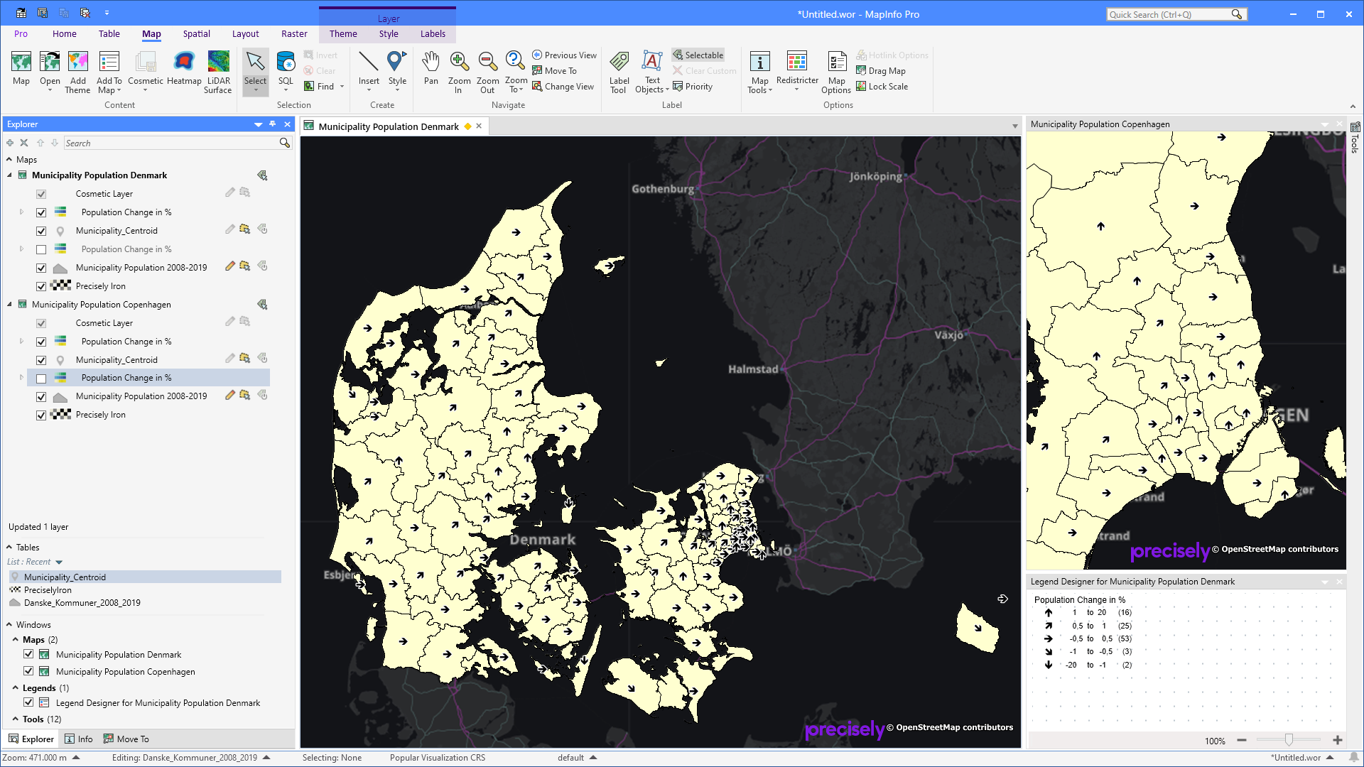 MapInfo Monday: Using a Symbol to illustrate Change on a Map | MapInfo Pro
