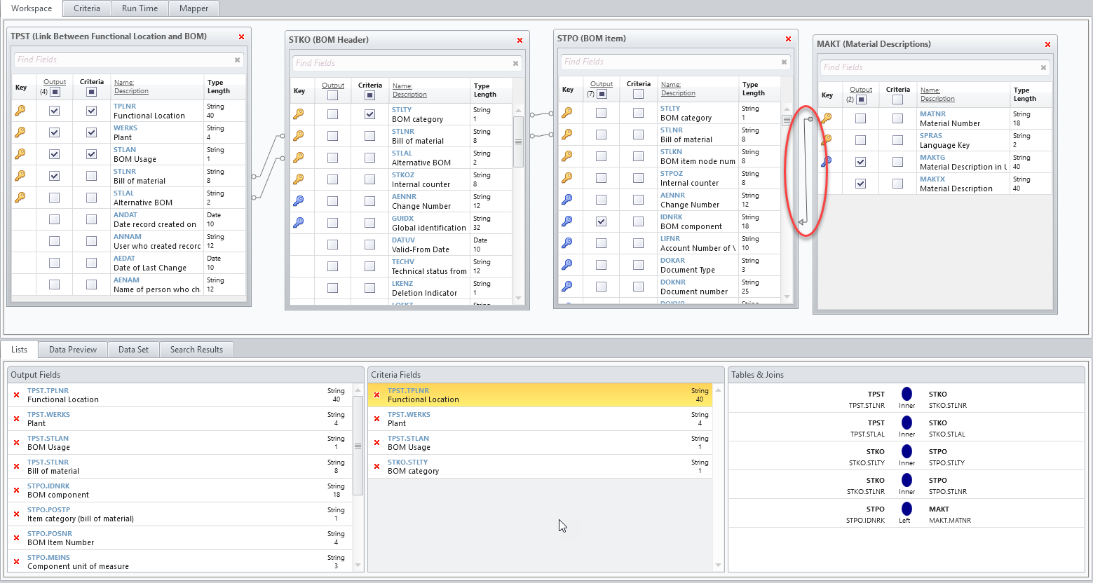 FLOC BOM Query work space