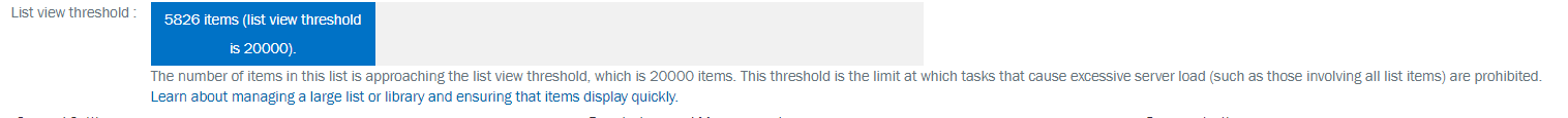 Sharepoint List View Threshold