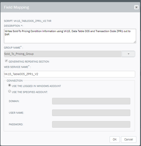Transaction Script Field Mapping