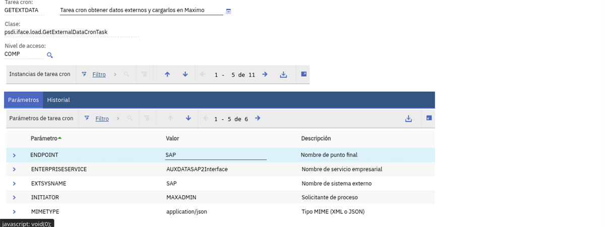 Cron task configuration for integration 