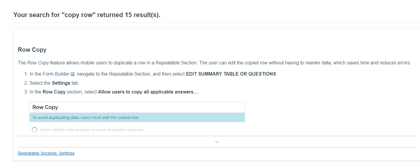 Repeatable Sections: Copy Row | General Discussion
