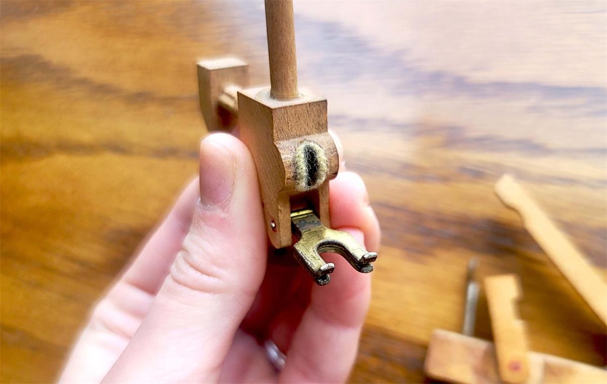 Original WWII vintage Steinway Victory Vertical billings hammer flange action part at Arukah Piano.