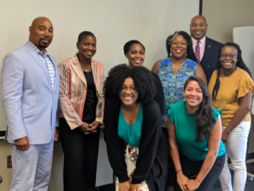 Front row (L to R): Nia Davis and Paulina Mendez, City of Asheville Back row (L to R): Tony Patillo, Charlotte-Mecklenburg MEDIC, Melia Brooks, Charlotte- Douglas International Airport, Yashika Smith, City of Asheville, Kimberlee Archie, City of Asheville, and Darris Upton, Knox County, TN