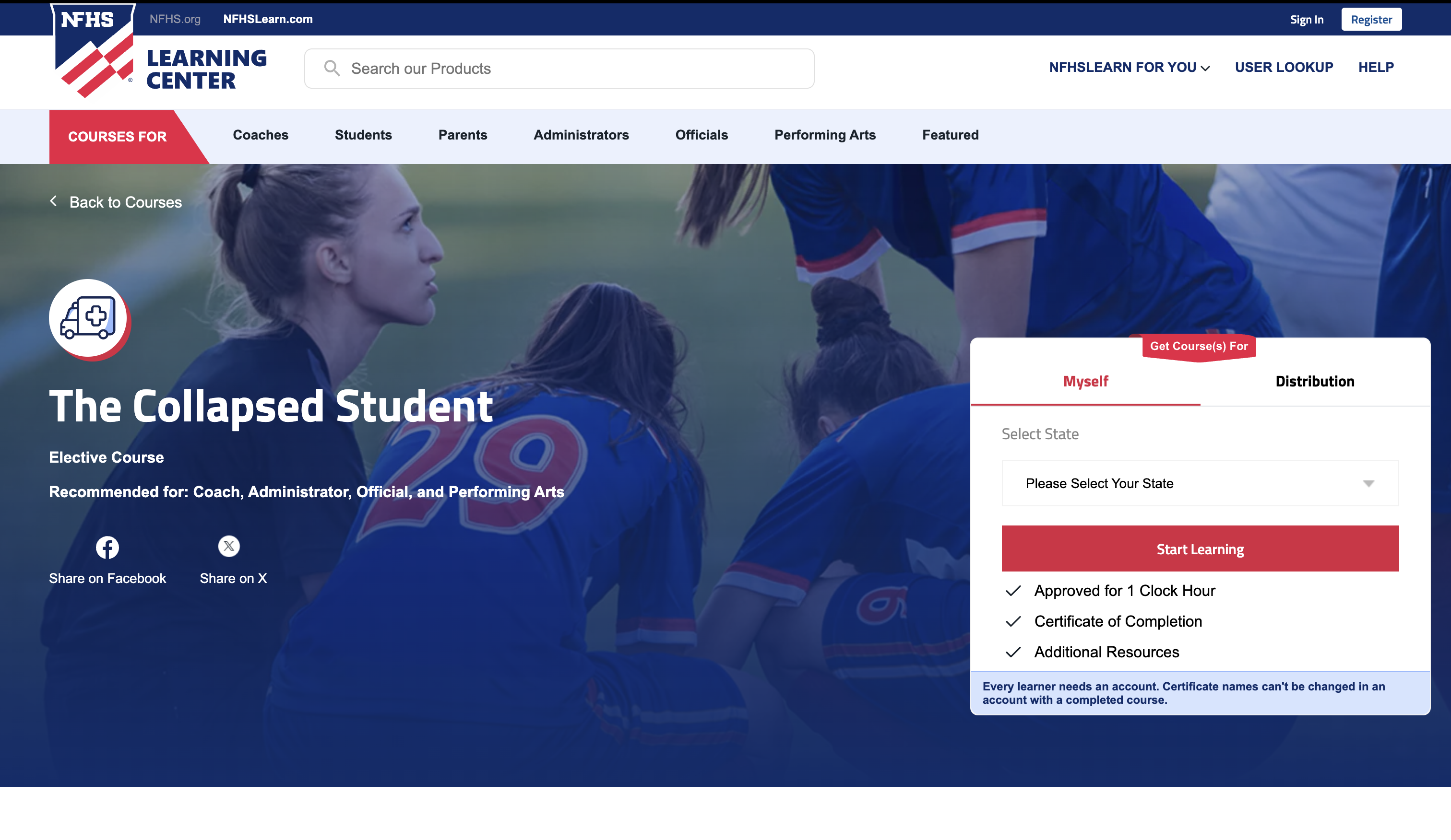 NFHS Collapsed Student Banner