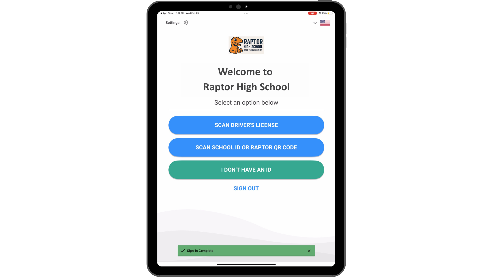 [Check-In Success Banner]
