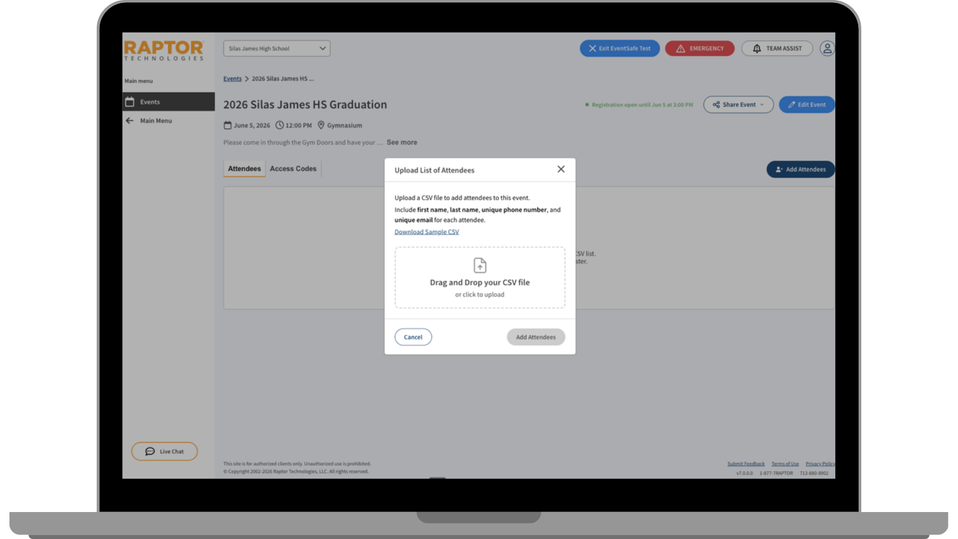 [Invitations via CSV]