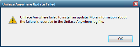 Uniface Anywhere failed to install an update