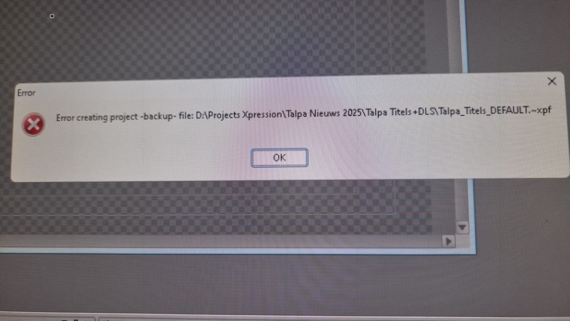 Error while saving a XPression project | Graphics