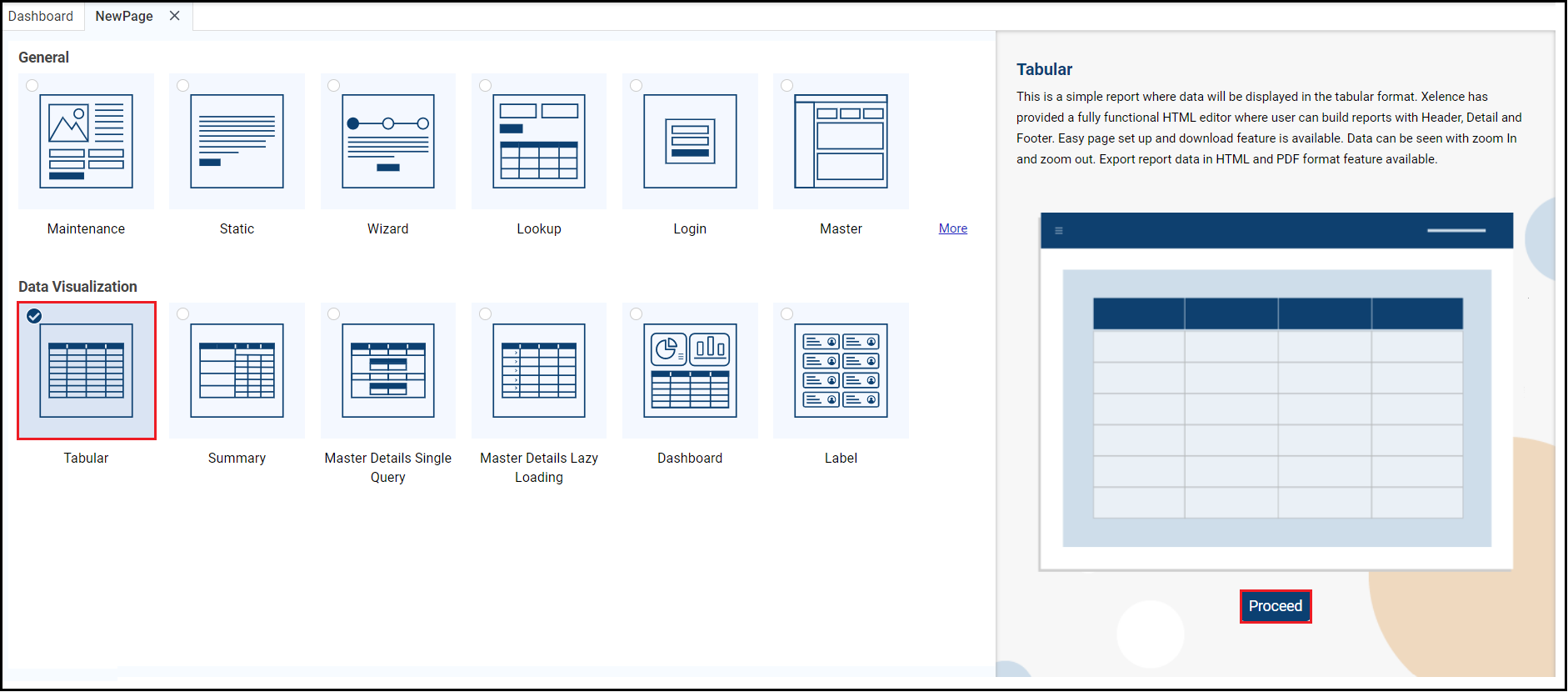 Create a Tabular Report