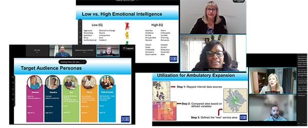 various screenshots from the virtual conference 