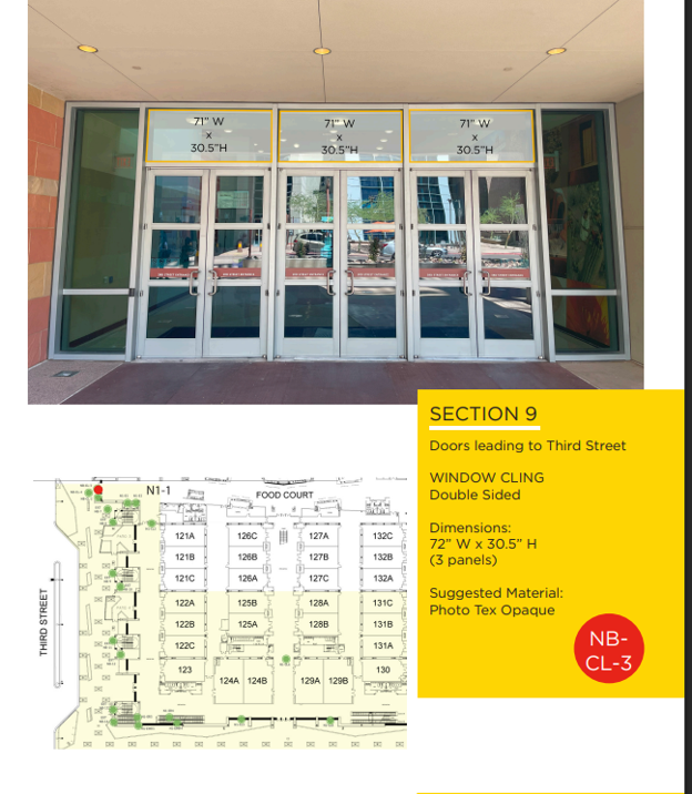 Window Cling — Third Street entrance windows