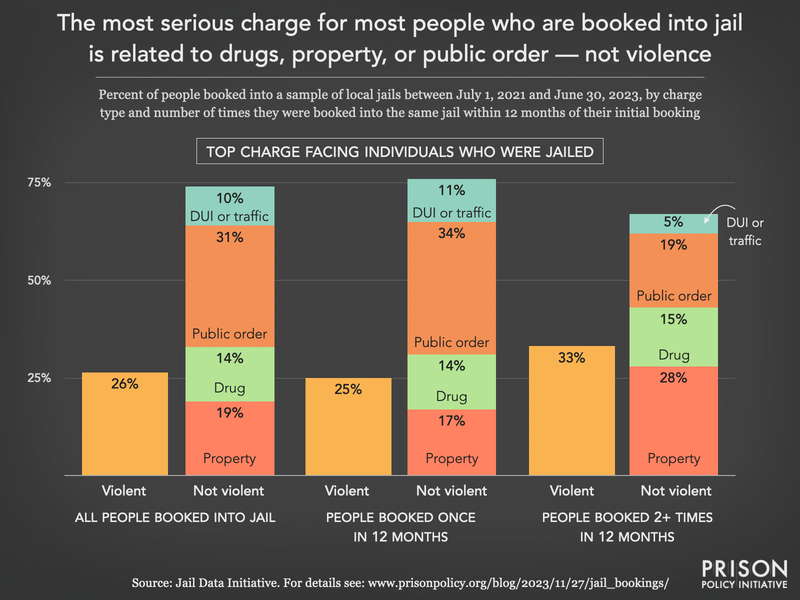 Jail bookings by charge graphic
