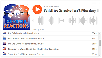 This screenshot of an audio player contains the wave length for the audio of an episode followed by rows of episode titles with the episode lengths.