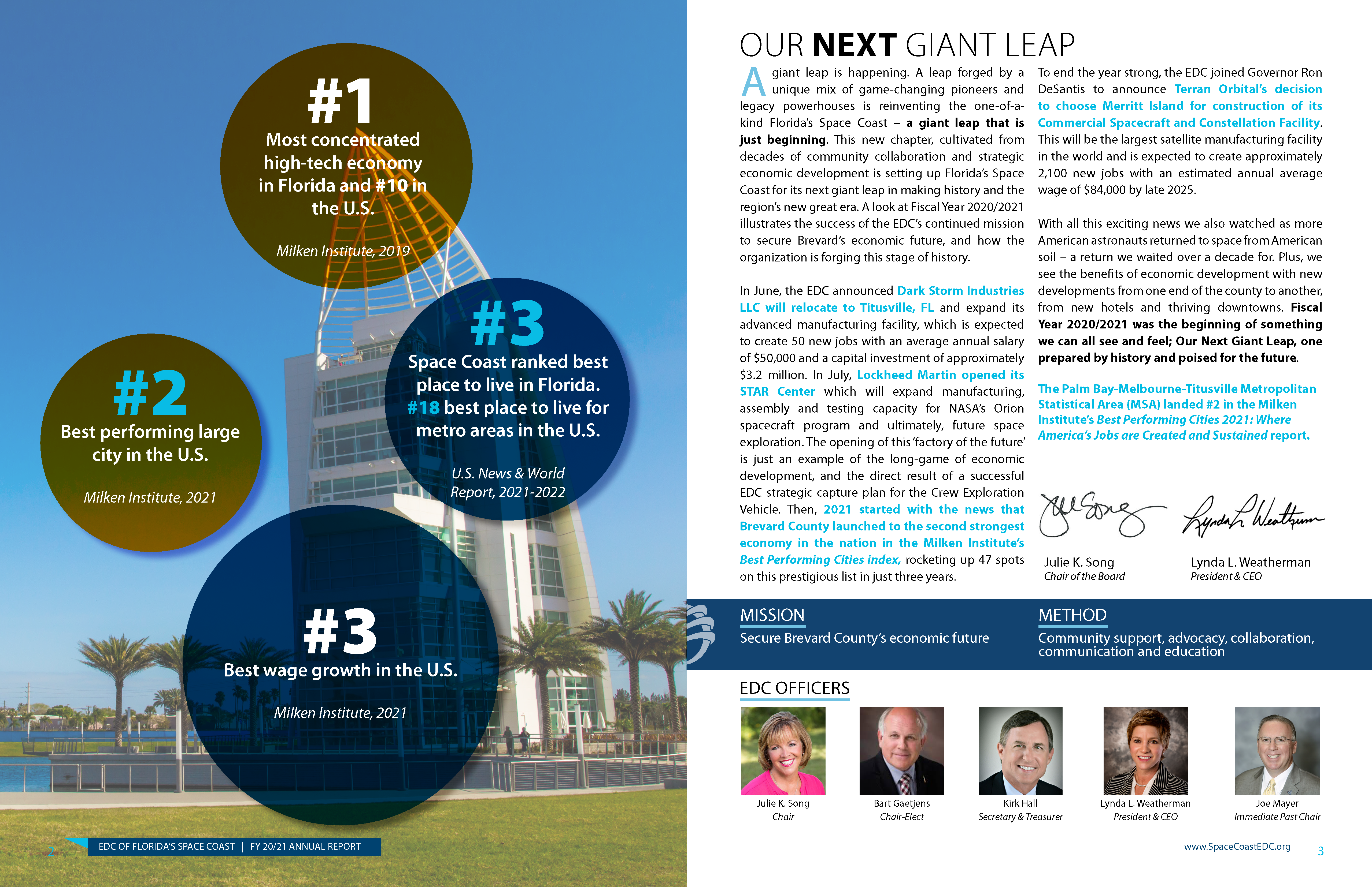 EDC FL Space Coast Annual Report Fiscal Year 2020/2021 page 1